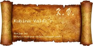 Kubina Valér névjegykártya